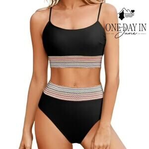 Blooming Jelly Textured Top Bikini Swimsuit Size S